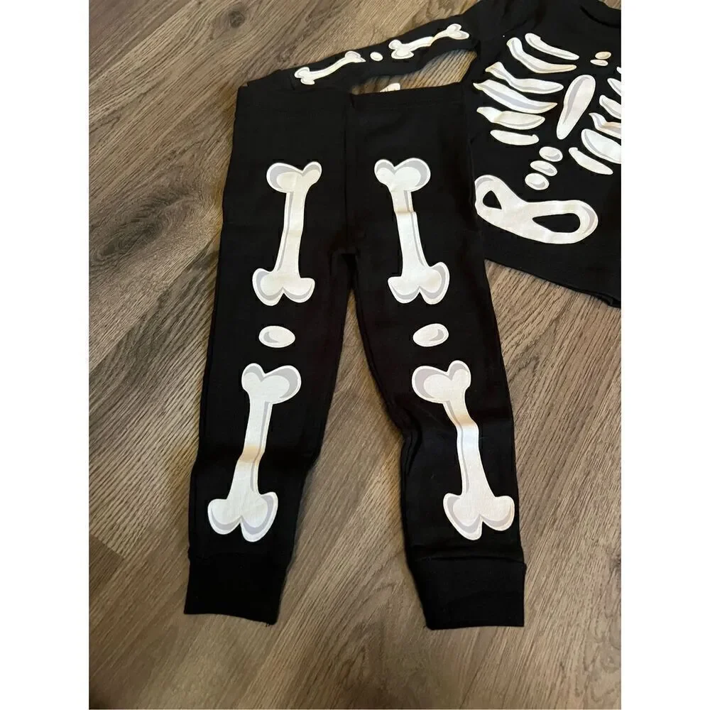 Komar Kids Black Skeleton Glow In The Dark 2pc Jammy Set 12 Month NEW